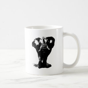 Black & White Elephant Pop Art Kaffemugg