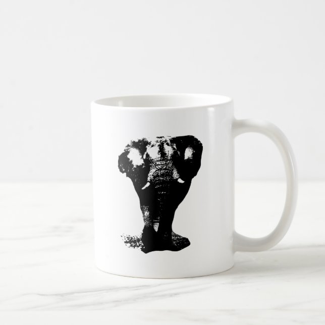 Black & White Elephant Pop Art Kaffemugg (Höger)