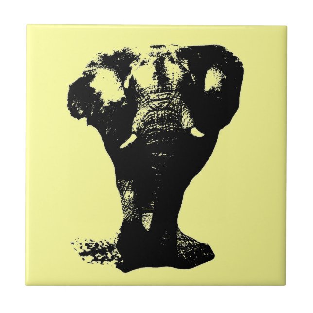 Black & White Elephant Pop Art Kakelplatta (Framsidan)