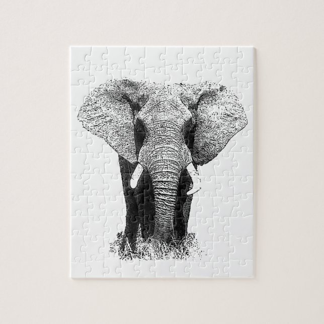 Black & White Elephant Pussel (Vertikal)