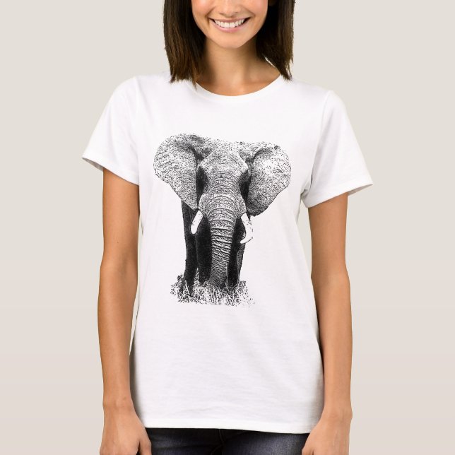 Black & White Elephant Tee Shirt (Framsida)