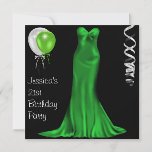 Black White Emerald Formal Dress 21:a födelsedagen Inbjudningar
