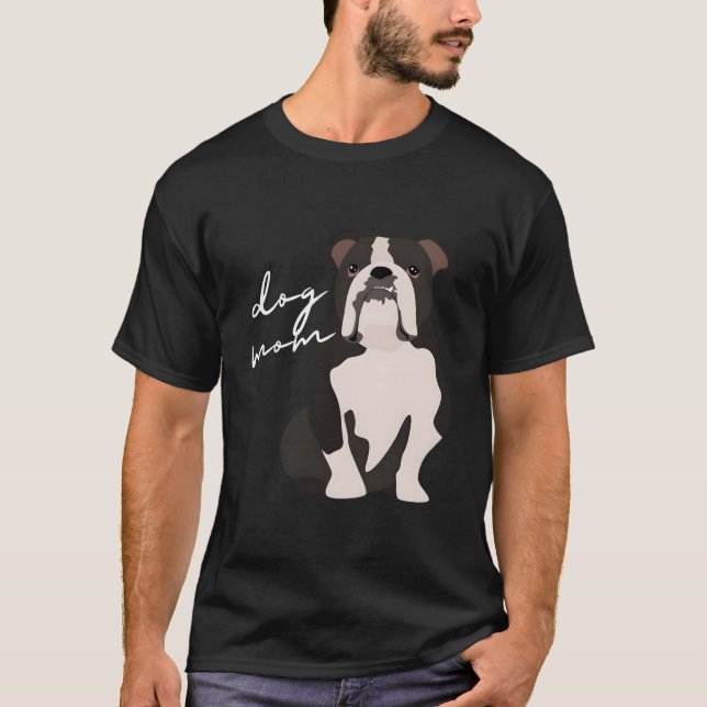Black & White English Bulldog Hund Mamma Woman T Shirt (Framsida)