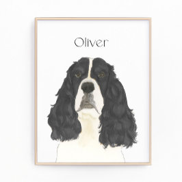 Black & White English Springer Spain Art Fototryck