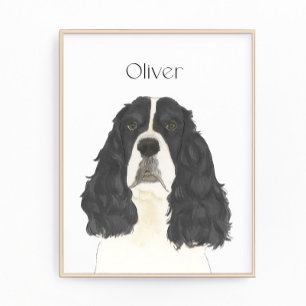 Black & White English Springer Spain Art Fototryck