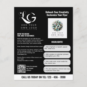 ⭐️ BLACK WHITE enkel mall med minimal Logotyp Flygblad