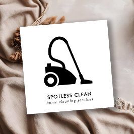 BLACK WHITE ENKEL VACUUM CLEANER STÄDNING TJÄNST FYRKANTIGT VISITKORT