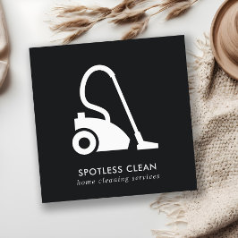 BLACK WHITE ENKEL VACUUM CLEANER STÄDNING TJÄNST FYRKANTIGT VISITKORT