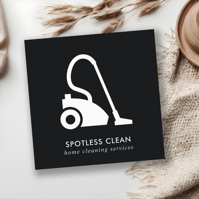 BLACK WHITE ENKEL VACUUM CLEANER STÄDNING TJÄNST FYRKANTIGT VISITKORT (Skapare uppladdad)