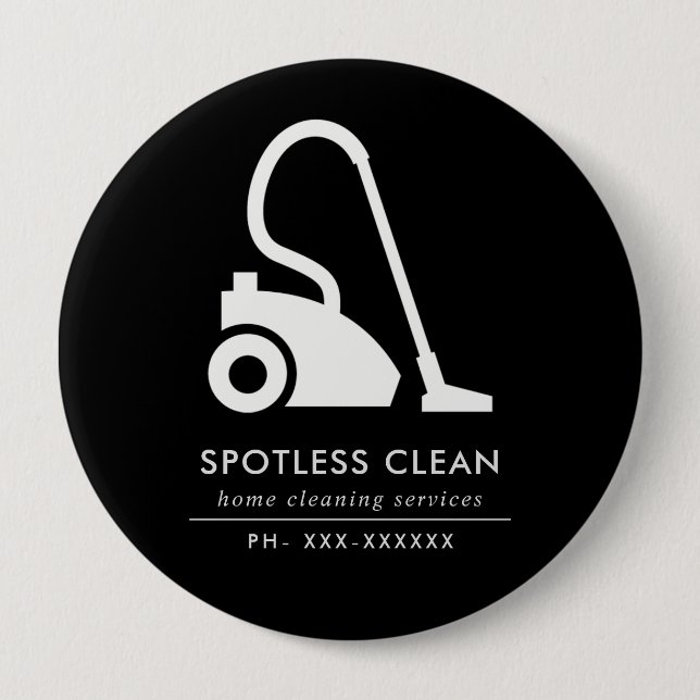 BLACK WHITE ENKEL VACUUM CLEANER STÄDNING TJÄNST KNAPP (Framsida)