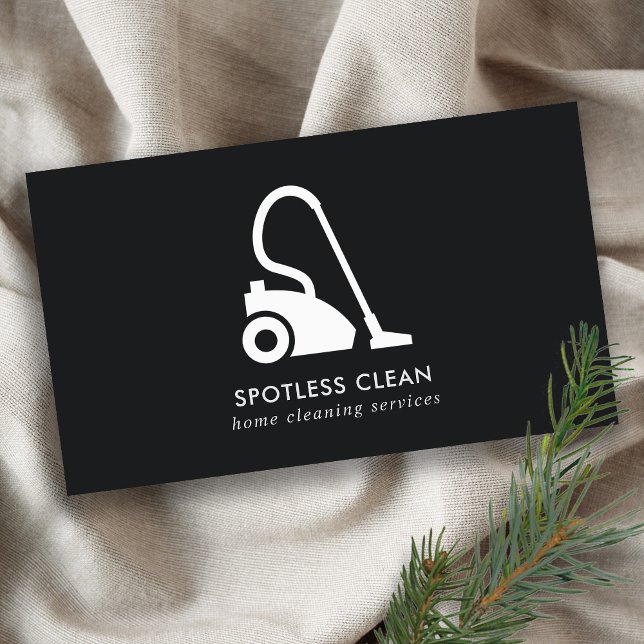 BLACK WHITE ENKEL VACUUM CLEANER STÄDNING TJÄNST VISITKORT (Skapare uppladdad)
