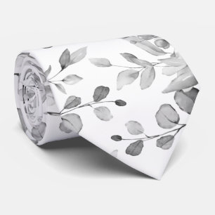Black & White Eucalyptus Greenery Bröllop Neck Tie Slips