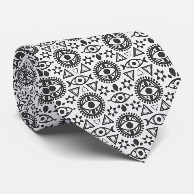 Black & White Evil Öga Neck Tie Slips (Rullad)