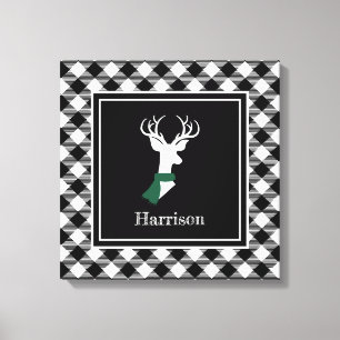 Black White Farmhouse Chic Hjort Canvastryck