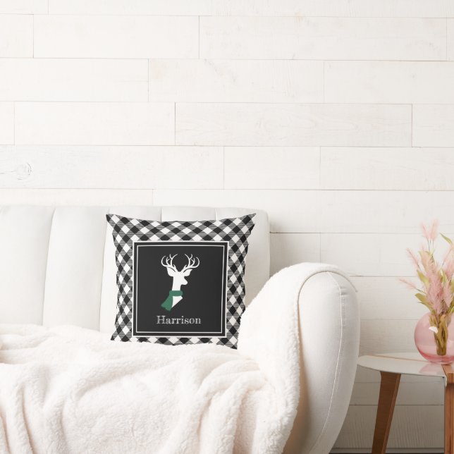 Black White Farmhouse PChic Hjort Personlig Kudde (Soffa)