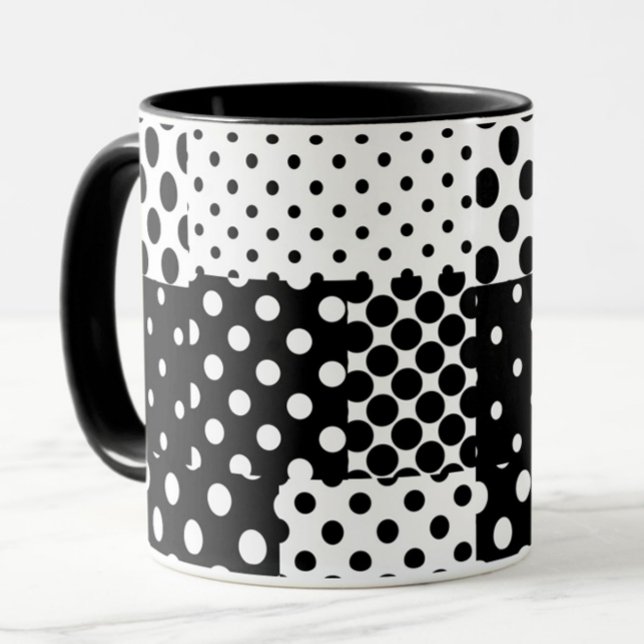 Black White Fashion Polka Dots Style Design  Mugg (Skapare uppladdad)