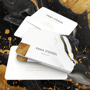 Black White Faux Gold Foil Marble Visitkort