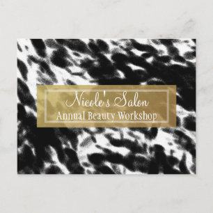 Black White & Faux Guld Chic Salon Event Postcard Vykort