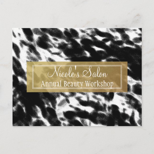 Black White & Faux Guld Chic Salon Event Postcard Vykort (Framsida)
