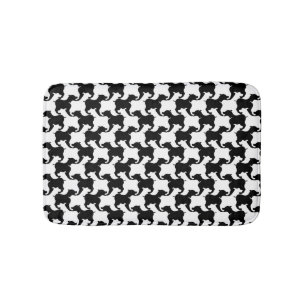 Black White Faux Pied de Poule med hundar Bath Mat Badrumsmatta