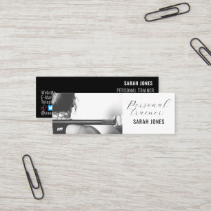 Black White Fitness Personal Trainer Influencer Mini Visitkort
