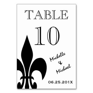 Black White Fleur de Lis-Bordsnummer Card Bordsnummer