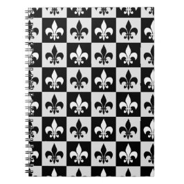 Black White Fleur-De-Lis Mönster Anteckningsbok