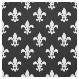Black, White Fleur De Lis Mönster Tyg