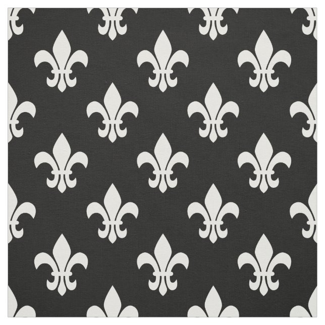 Black, White Fleur De Lis Mönster Tyg (Provkarta)