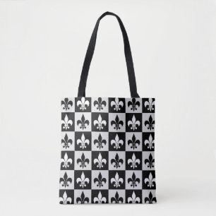 Black White Fleur-De-Lis Mönster Tygkasse