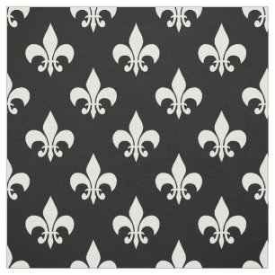 Black White Fleur-de-lis Textile Tyg