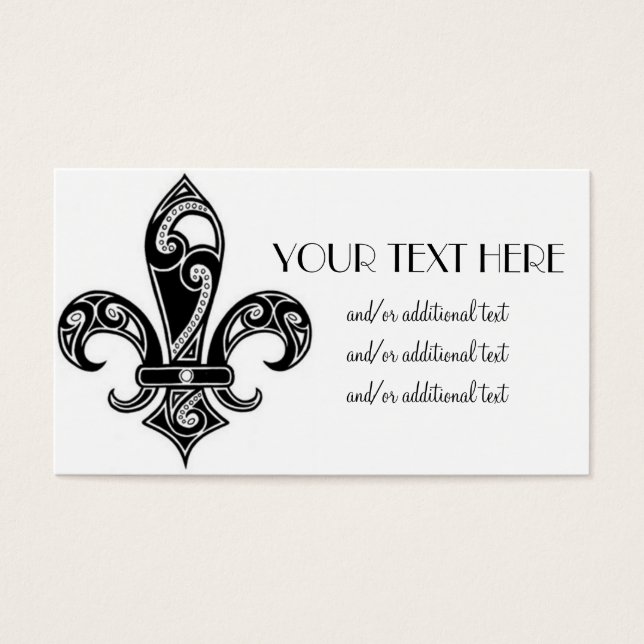 Black & White Fleur De Lis Visitkort (Framsidan)