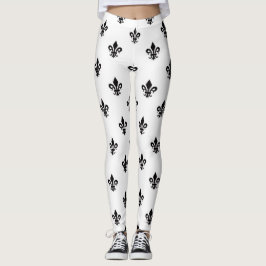 Black & White Fleur-de-lis Women's Leggings