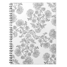 Black White Floral Anteckningsbok