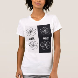 Black & White Floral Contrast Art | Minimalist T Shirt