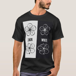 Black White Floral Contrast Art | Minimalist T Shirt