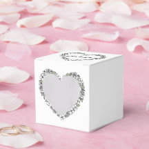 Black & White Floral Heart Wedding Favor Box