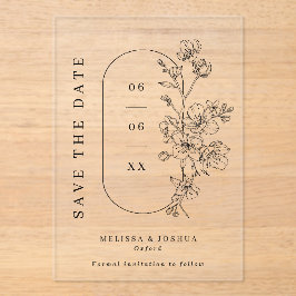 Black & White Floral Photo Wedding Save the Date