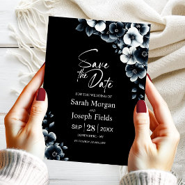 Black White Floral Save the Date Inbjudningar