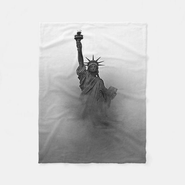 Black & White Fog Frihetsgudinnan Patriotic USA Fleecefilt (Framsidan)