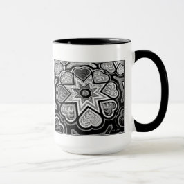 Black & White Folk Art Hearts Mugg