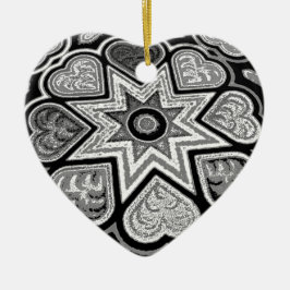 Black & White Folk Art Hearts Ornament