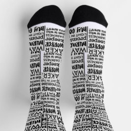 BLACK & WHITE FONT DISIGN Crew Sockets