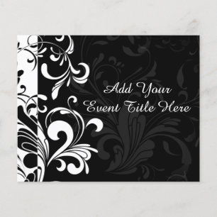 Black White Fontän Swirl Party Flygblad