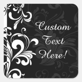 Black White Fontän Swirl Party Fyrkantigt Klistermärke