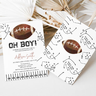 Black White Football Plays Baby Shower Inbjudningar