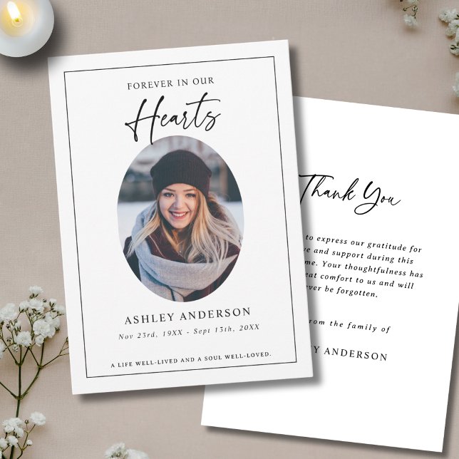  Black White Forever in Our Hearts Funeral Tack Kort (Skapare uppladdad)