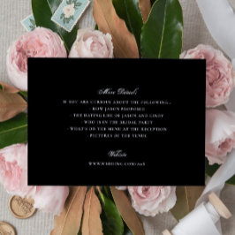 Black White Formal Classic Elegant bröllop Tilläggskort