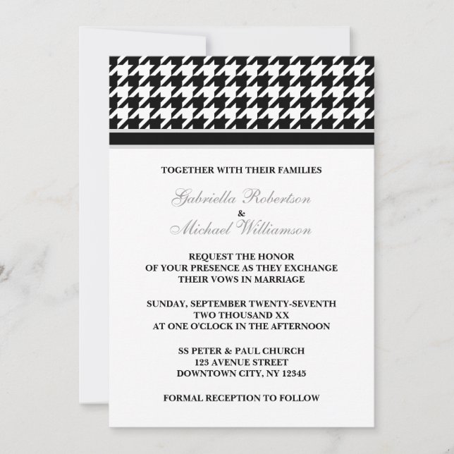 Black White Formal Houndstooth-inbjudningar Inbjudningar (Framsida)