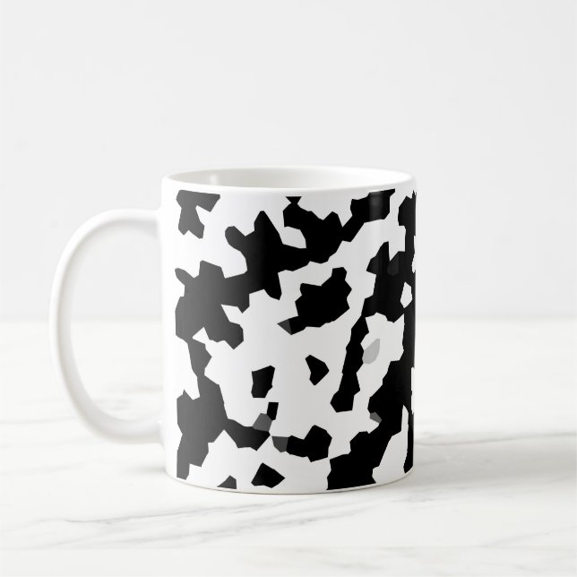 Black White Fractal Oregelbunden Abstrakt Mönster Kaffemugg (Vänster)